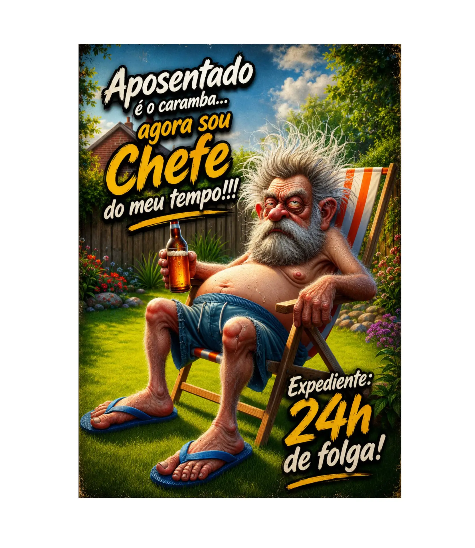 APOSENTADO FELIZ - PLACA DECORATIVA LAMINADA - 19x28cm