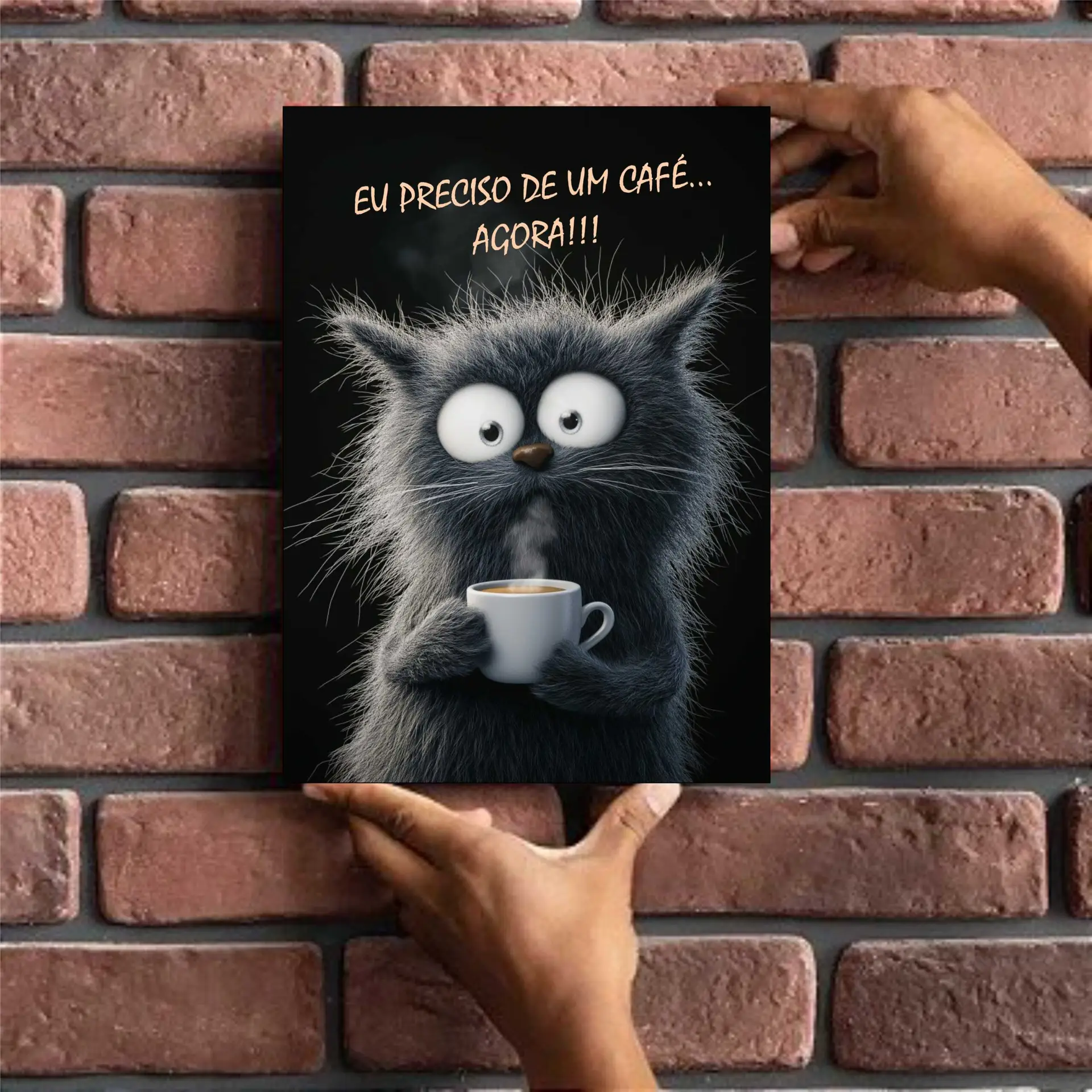 GATO E CAFÉ - PLACA DECORATIVA LAMINADA - 19x28cm - Imagem 2